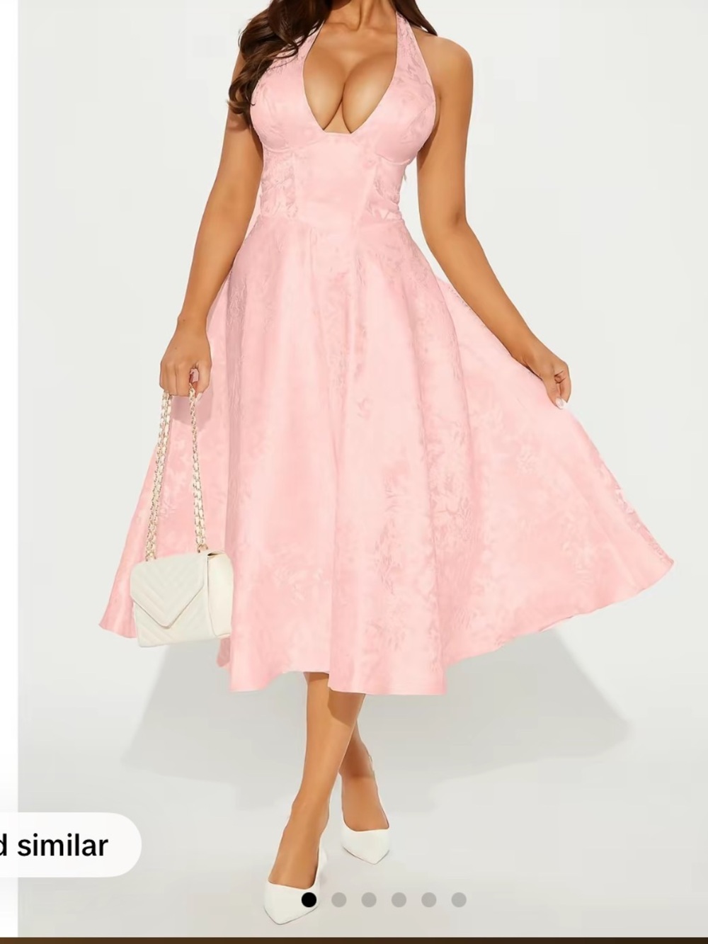 Fashion Nova Blush Pink Halter Midi Dress